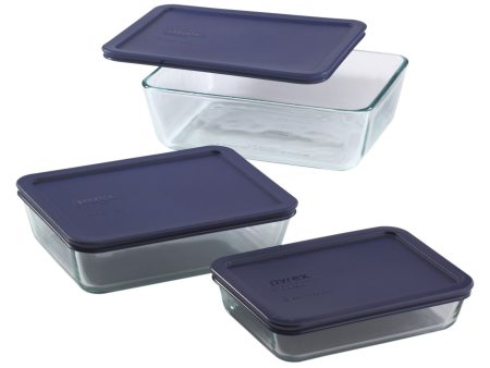 Pyrex Simply Store 6-Piece Rectangular Glass Food Storage Set - 07116004023 Online Hot Sale